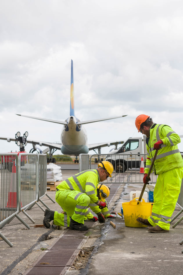 Airport runway drainage preparation