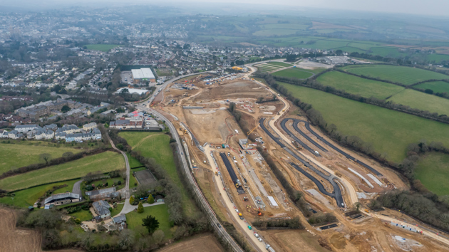 Truro park and ride ground works aerial view