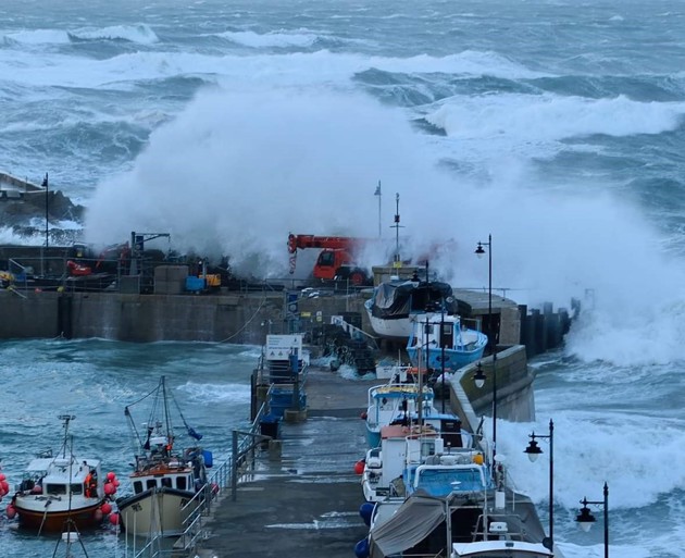 sea storm on harbour