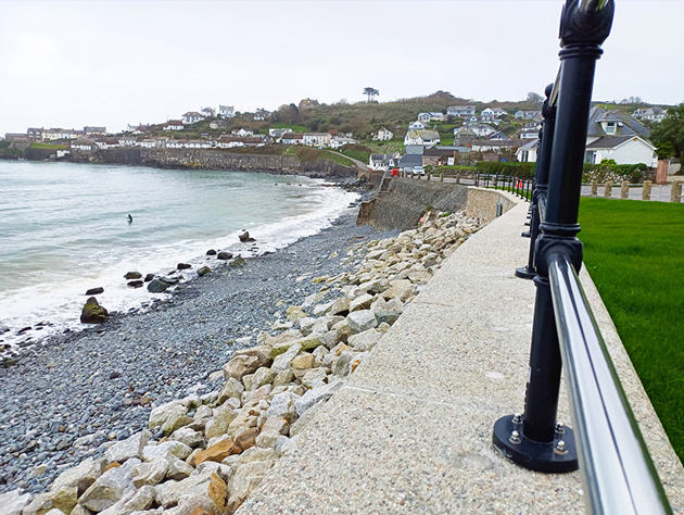 The Green, Railings And Rock Armour On The Beach