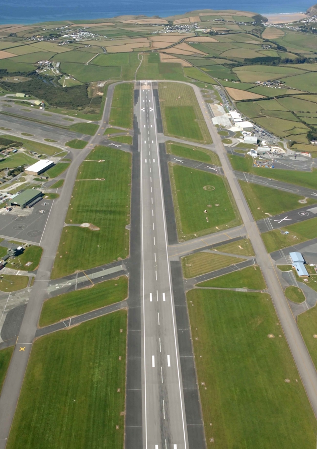Airport runway aerial view